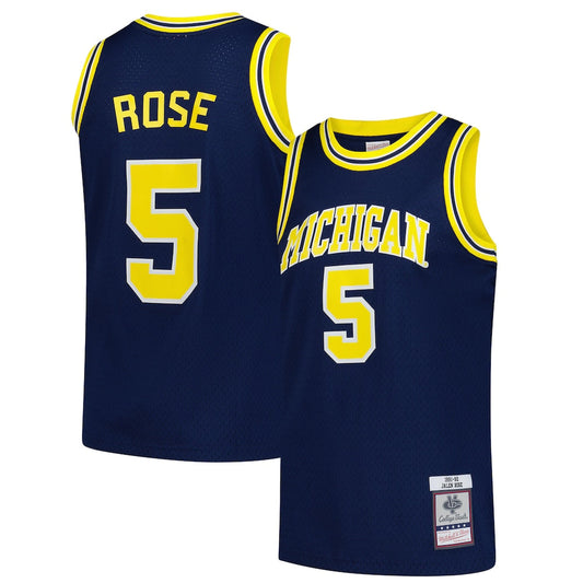 Jalen Rose Navy Michigan Wolverines 199192 Swingman Jersey - retro stitched jersey jersey for Jalen Rose fans