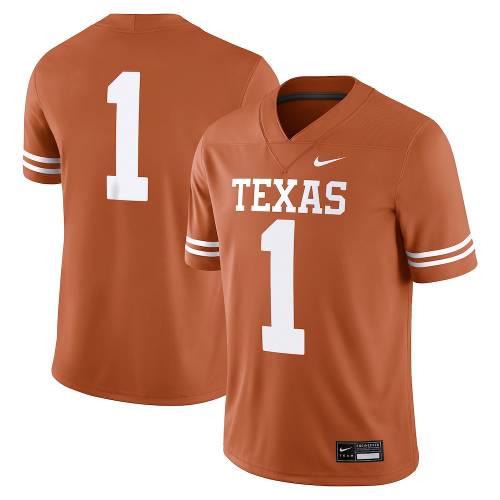 1 Texas Orange Texas Longhorns Game Jersey - retro stitched jersey jersey for 1 Texas fans