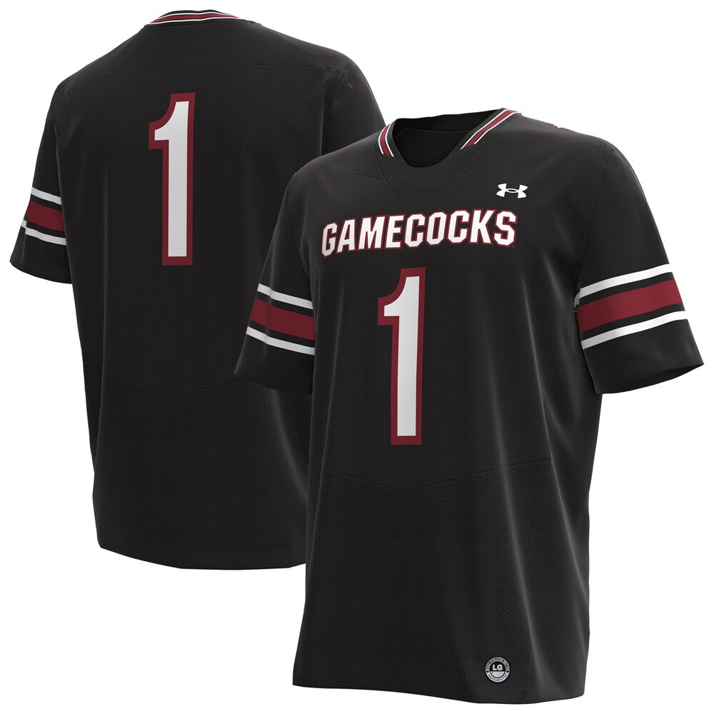 1 Black South Carolina Gamecocks Replica Football Jersey - retro stitched football jersey for 1 Black fans