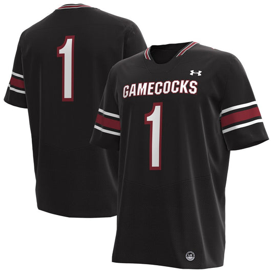 1 Black South Carolina Gamecocks Replica Football Jersey - retro stitched football jersey for 1 Black fans