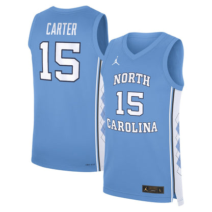 Jordan Brand Vince Carter Carolina Blue North Carolina Tar Heels Road Replica Basketball Jersey - retro stitched basketball jersey for Jordan Brand fans
