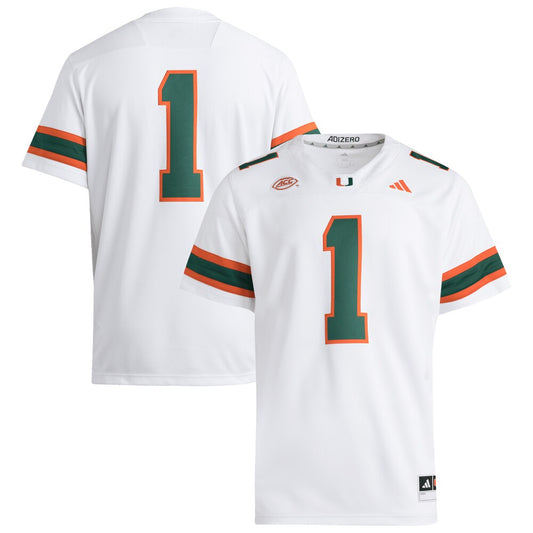 1 White Miami Hurricanes Premier Jersey - retro stitched jersey jersey for 1 White fans