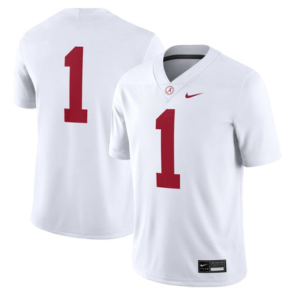 1 White Alabama Crimson Tide Game Jersey - retro stitched jersey jersey for 1 White fans