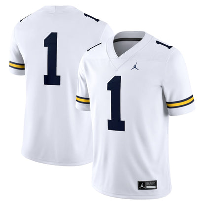 Jordan Brand 1 White Michigan Wolverines Game Jersey - retro stitched jersey jersey for Jordan Brand fans