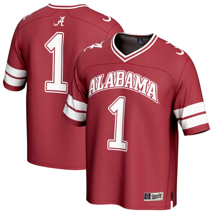 Gameday Greats 1 Crimson Alabama Crimson Tide Lightweight Collegiate Football Fashion Jersey - retro stitched football jersey for Gameday Greats fans