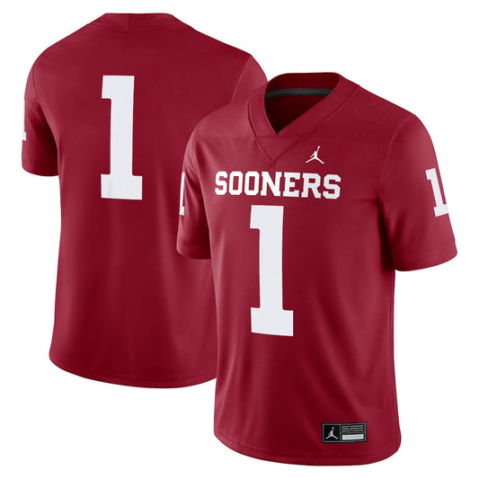 Jordan Brand 1 Crimson Oklahoma Sooners Game Jersey - retro stitched jersey jersey for Jordan Brand fans