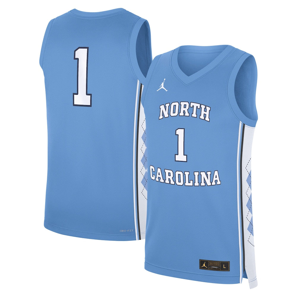 Jordan Brand Carolina Blue North Carolina Tar Heels Road Replica Basketball Jersey - retro stitched basketball jersey for Jordan Brand fans