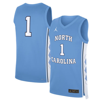 Jordan Brand Carolina Blue North Carolina Tar Heels Road Replica Basketball Jersey - retro stitched basketball jersey for Jordan Brand fans