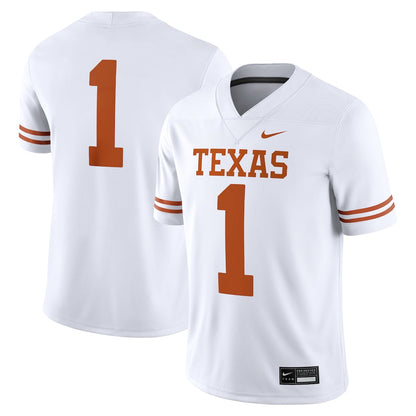 1 White Texas Longhorns Game Jersey - retro stitched jersey jersey for 1 White fans