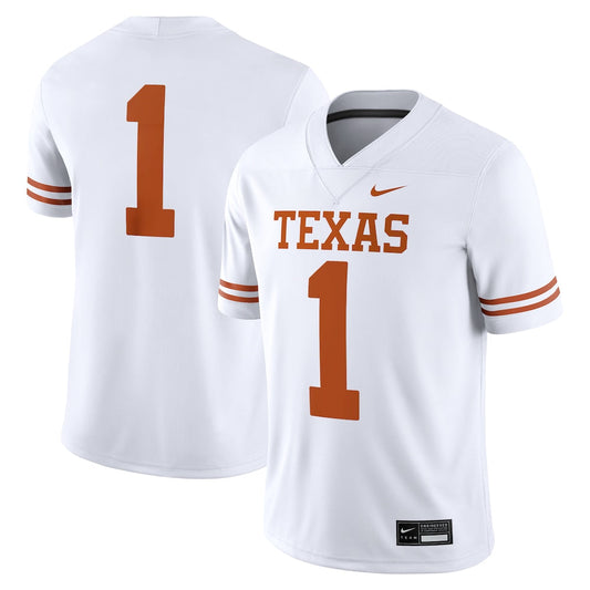 1 White Texas Longhorns Game Jersey - retro stitched jersey jersey for 1 White fans