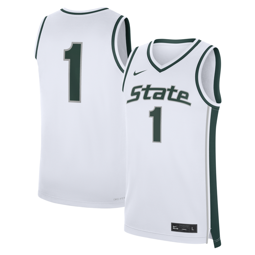 1 White Michigan State Spartans Alternate Replica Basketball Jersey - retro stitched basketball jersey for 1 White fans