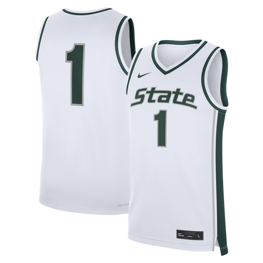 1 White Michigan State Spartans Alternate Replica Basketball Jersey - retro stitched basketball jersey for 1 White fans