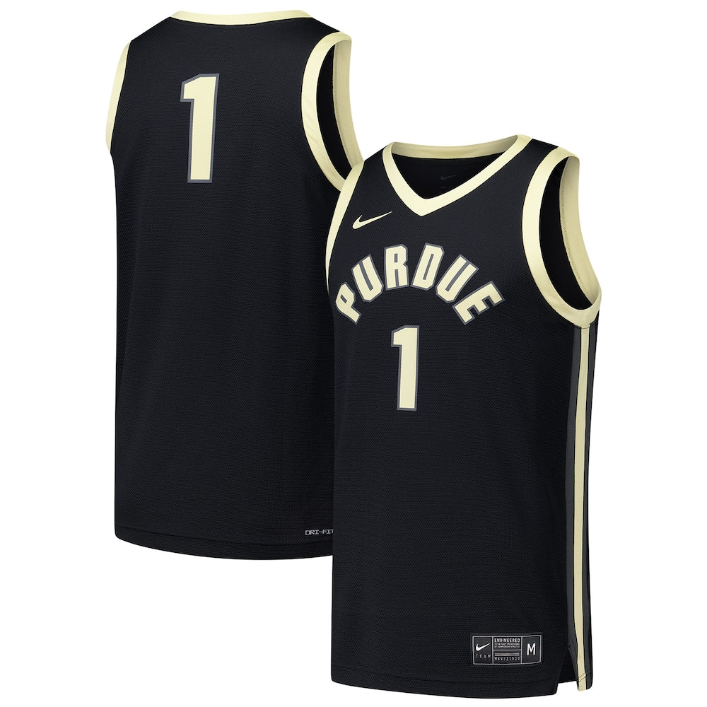 1 Black Purdue Boilermakers Replica Basketball Jersey - retro stitched basketball jersey for 1 Black fans