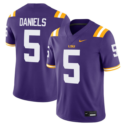 Jayden Daniels Purple Lsu Tigers Player Game Jersey - retro stitched jersey jersey for Jayden Daniels fans