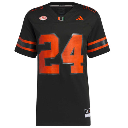 24 Black Miami Hurricanes Premier Strategy Jersey - retro stitched jersey jersey for 24 Black fans