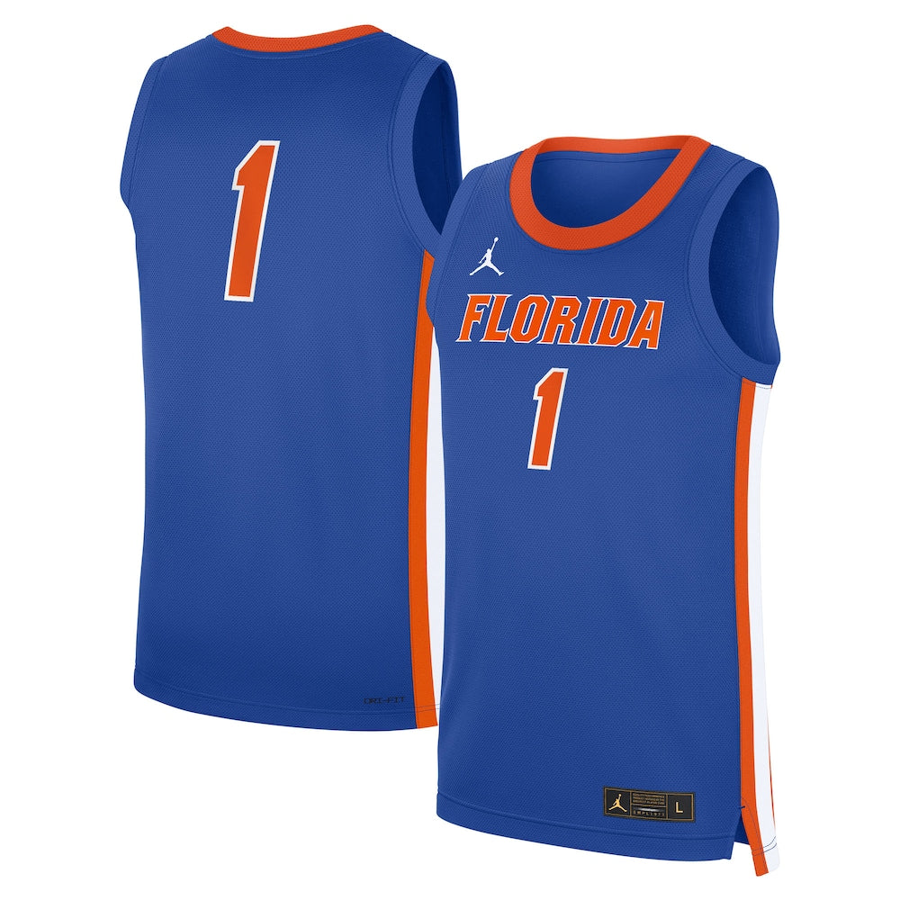 Jordan Brand Royal Florida Gators Road Replica Basketball Jersey - retro stitched basketball jersey for Jordan Brand fans