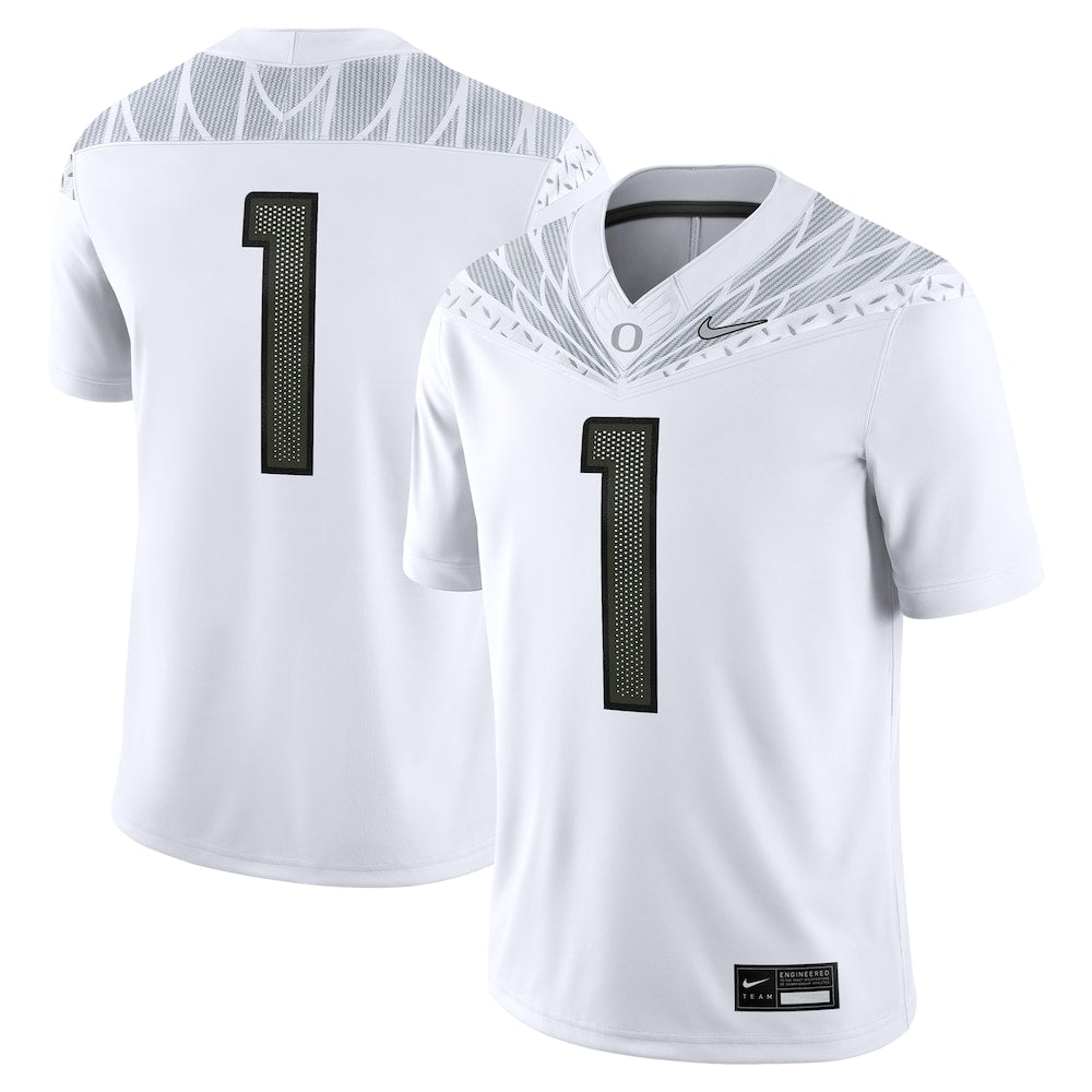 1 White Oregon Ducks Game Jersey - retro stitched jersey jersey for 1 White fans