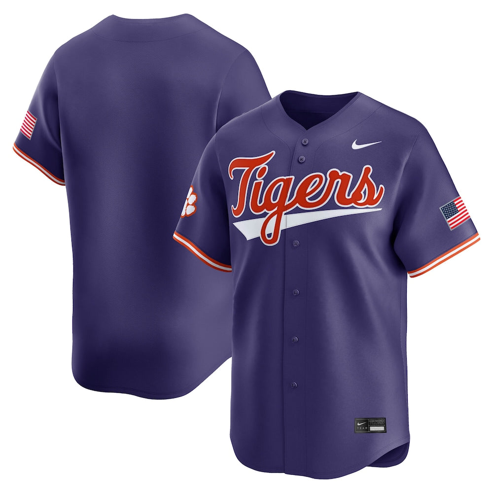 Purple Clemson Tigers College Baseball Limited Jersey - retro stitched baseball jersey for Purple Clemson fans