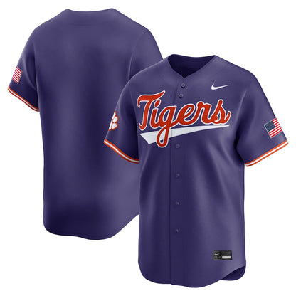 Purple Clemson Tigers College Baseball Limited Jersey - retro stitched baseball jersey for Purple Clemson fans