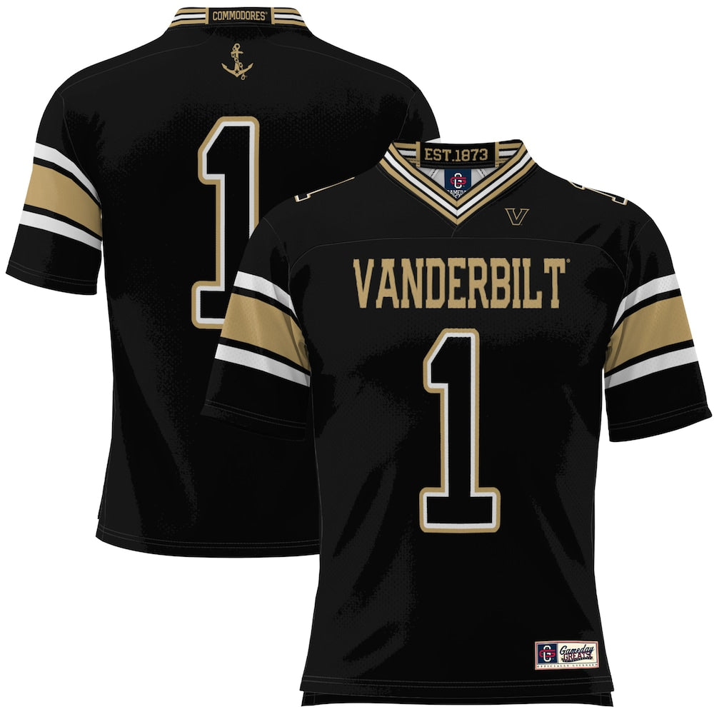 Gameday Greats 1 Black Vanderbilt Commodores Football Jersey - retro stitched football jersey for Gameday Greats fans