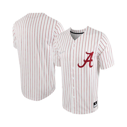 Whitecrimson Alabama Crimson Tide Pinstripe Replica Full Button Baseball Jersey - retro stitched baseball jersey for Whitecrimson Alabama fans