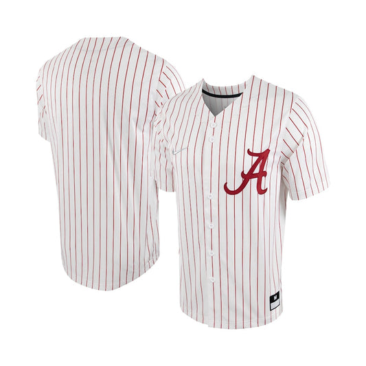 White/Crimson ALA Pinstripe Replica Full-Button Baseball Jersey rtj college 239