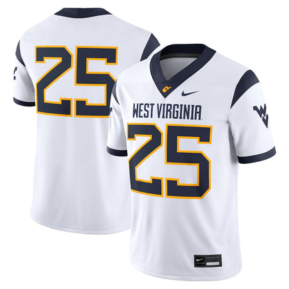 25 White West Virginia Mountaineers Limited Away Game Jersey - retro stitched jersey jersey for 25 White fans