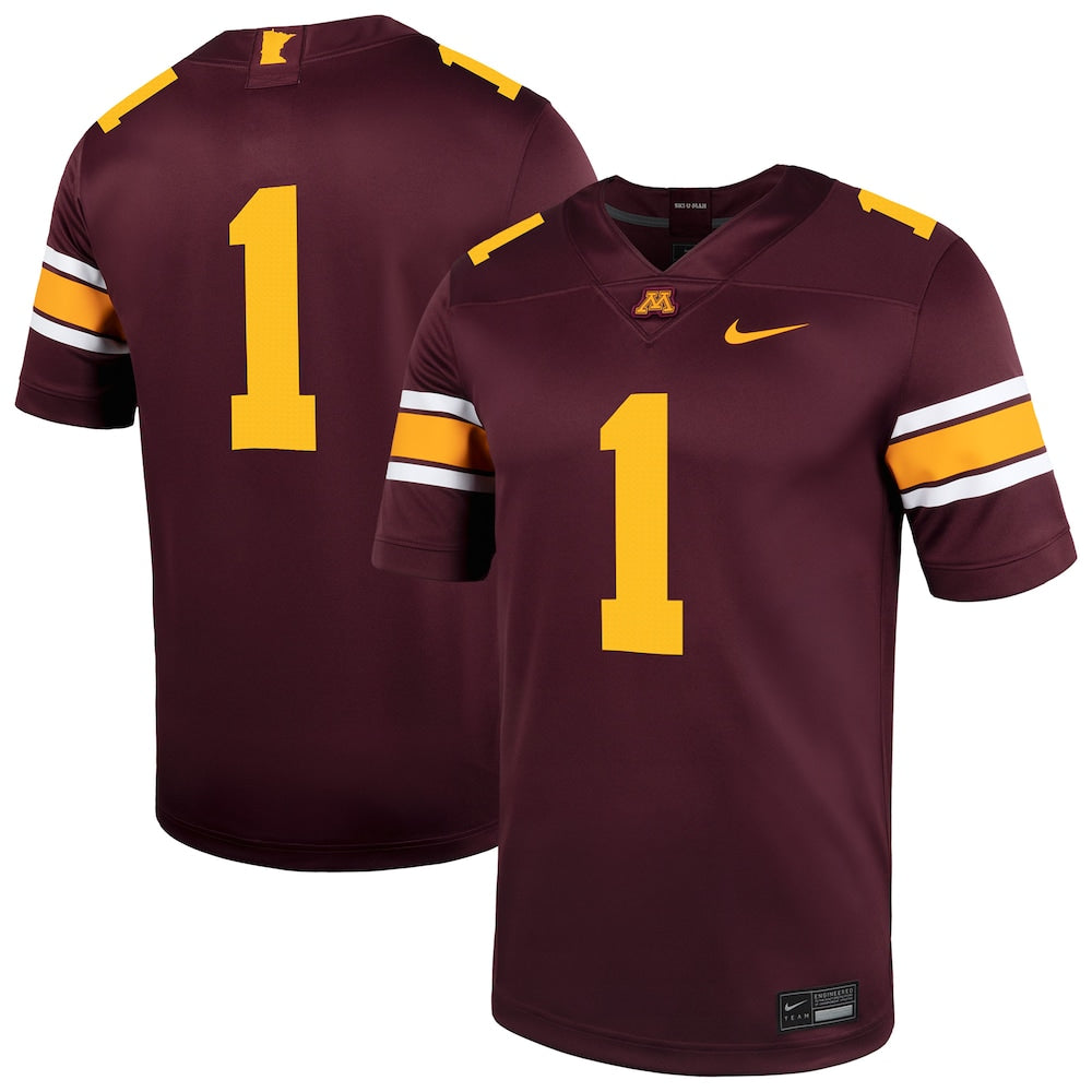 1 Maroon Minnesota Golden Gophers Untouchable Football Jersey - retro stitched football jersey for 1 Maroon fans
