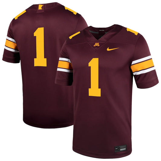 1 Maroon Minnesota Golden Gophers Untouchable Football Jersey - retro stitched football jersey for 1 Maroon fans