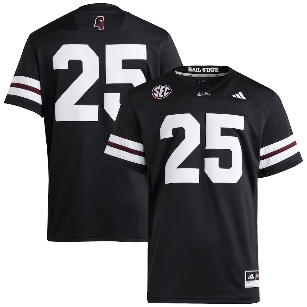 25 Black Mississippi State Bulldogs Premier Strategy Jersey - retro stitched jersey jersey for 25 Black fans