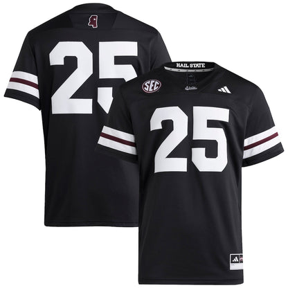 25 Black Mississippi State Bulldogs Premier Strategy Jersey - retro stitched jersey jersey for 25 Black fans