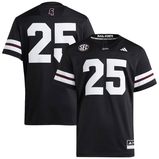 25 Black Mississippi State Bulldogs Premier Strategy Jersey - retro stitched jersey jersey for 25 Black fans