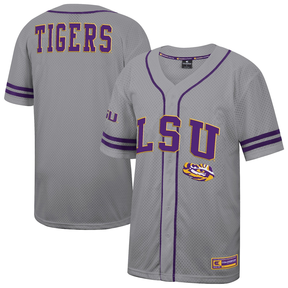 Colosseum Gray Lsu Tigers Free Spirited Baseball Jersey - retro stitched baseball jersey for Colosseum Gray fans