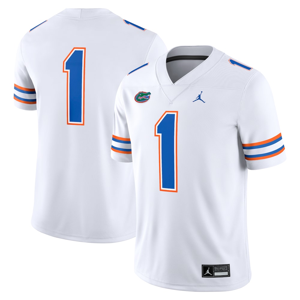 Jordan Brand 1 White Florida Gators Game Jersey - retro stitched jersey jersey for Jordan Brand fans