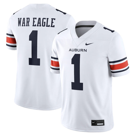 White Auburn Tigers Away Football Game Jersey - retro stitched football jersey for White Auburn fans