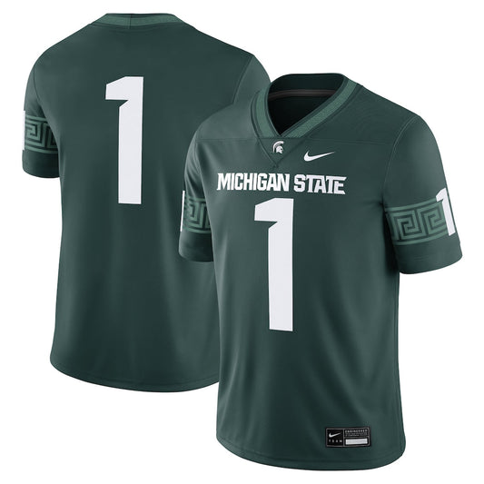 1 Green Michigan State Spartans Game Jersey - retro stitched jersey jersey for 1 Green fans