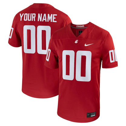 Crimson Washington State Cougars Football Custom Game Jersey - retro stitched football jersey for Crimson Washington fans