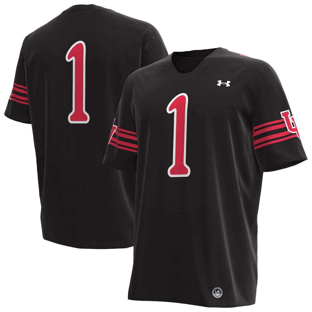 1 Black Utah Utes Replica Football Jersey - retro stitched football jersey for 1 Black fans