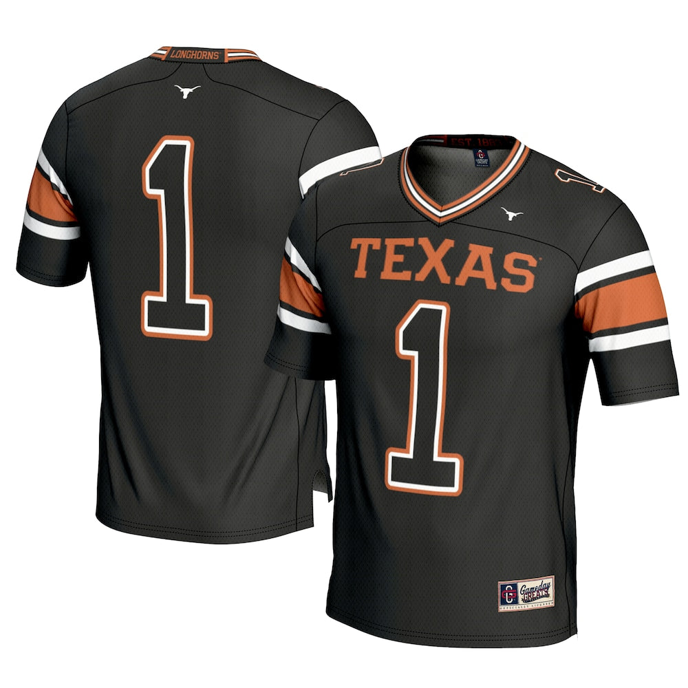 Gameday Greats 1 Black Texas Longhorns Football Jersey - retro stitched football jersey for Gameday Greats fans
