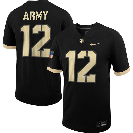 12 Black Army Black Knights Untouchable Football Jersey - retro stitched football jersey for 12 Black fans