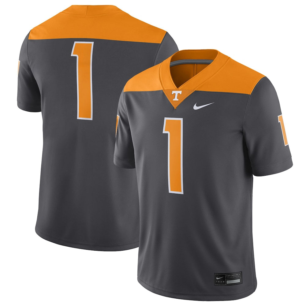 1 Anthracite Tennessee Volunteers Alternate Game Jersey - retro stitched jersey jersey for 1 Anthracite fans