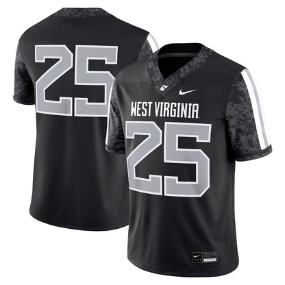 25 Black West Virginia Mountaineers Alternate Game Jersey - retro stitched jersey jersey for 25 Black fans