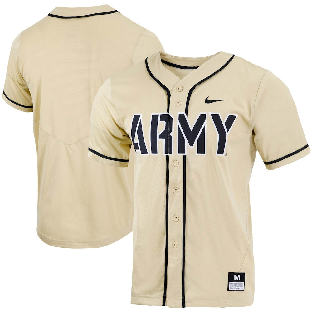 Gold Army Black Knights Replica Full Button Baseball Jersey - retro stitched baseball jersey for Gold Army fans