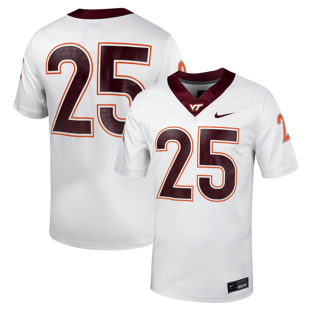 25 White Virginia Tech Hokies Untouchable Football Jersey - retro stitched football jersey for 25 White fans