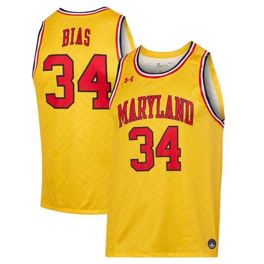 Len Bias Gold Maryland Terrapins Replica Player Jersey - retro stitched jersey jersey for Len Bias fans