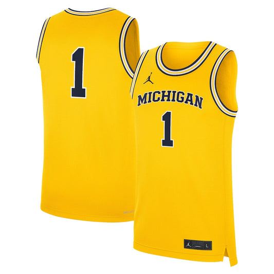 Jordan Brand 1 Maize Michigan Wolverines Alternate Replica Jersey - retro stitched jersey jersey for Jordan Brand fans