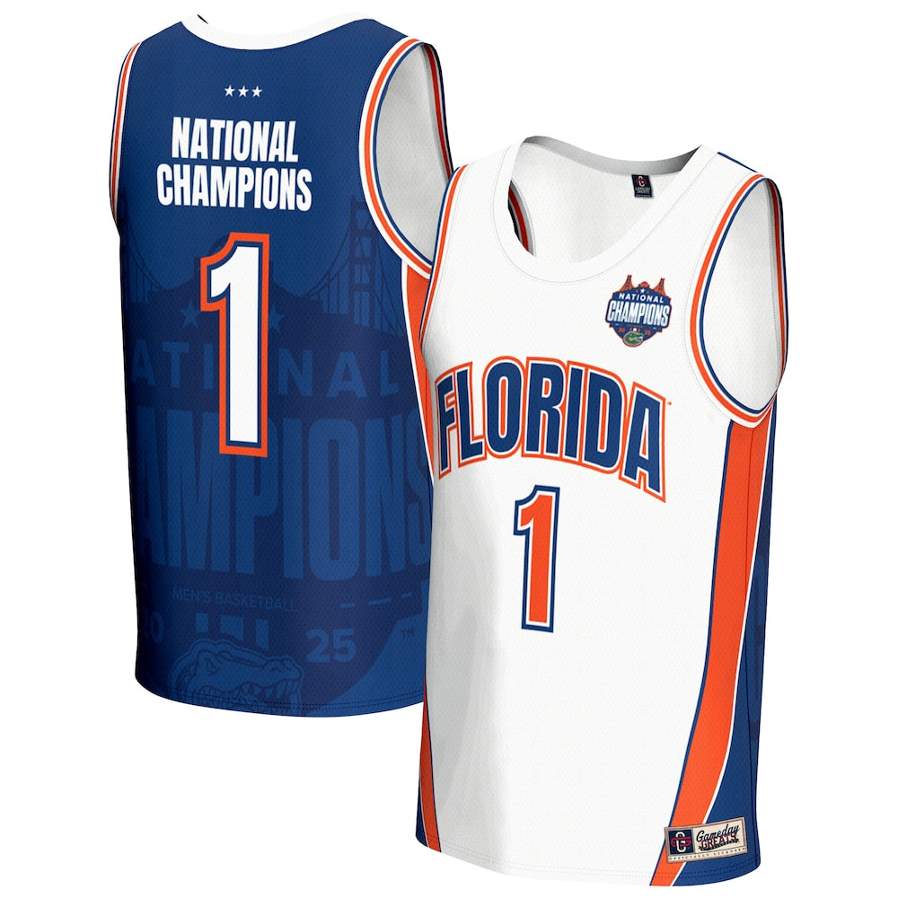 Gameday Greats White Florida Gators 2025 Ncaa Basketball National Champions Commemorative Fashion Jersey - retro stitched basketball jersey for Gameday Greats fans