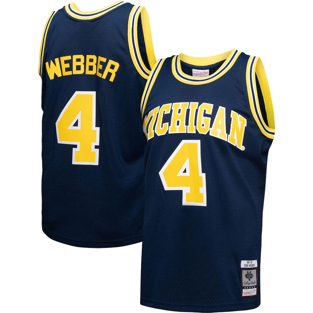 Chris Webber Navy Michigan Wolverines 199192 College Vault Player Swingman Jersey - retro stitched jersey jersey for Chris Webber fans
