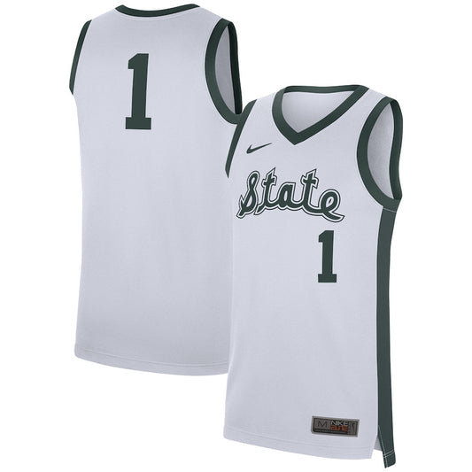 1 White Michigan State Spartans Replica Jersey - retro stitched jersey jersey for 1 White fans