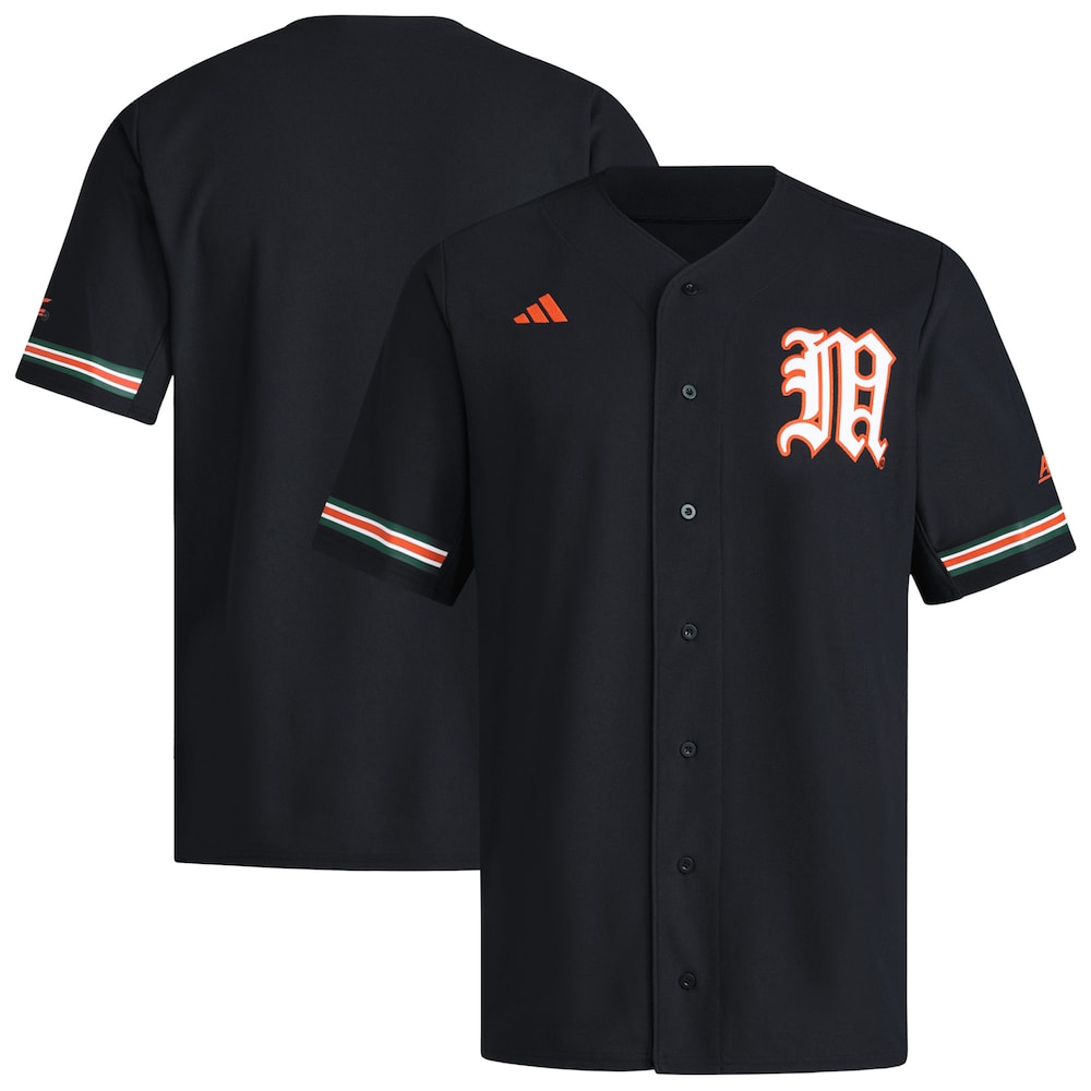 Black Miami Hurricanes V Neck Baseball Jersey - retro stitched baseball jersey for Black Miami fans